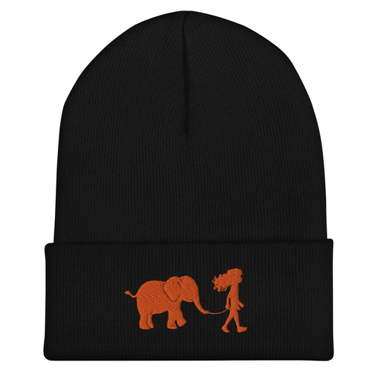 Girl with Elephant - Cuffed Beanie