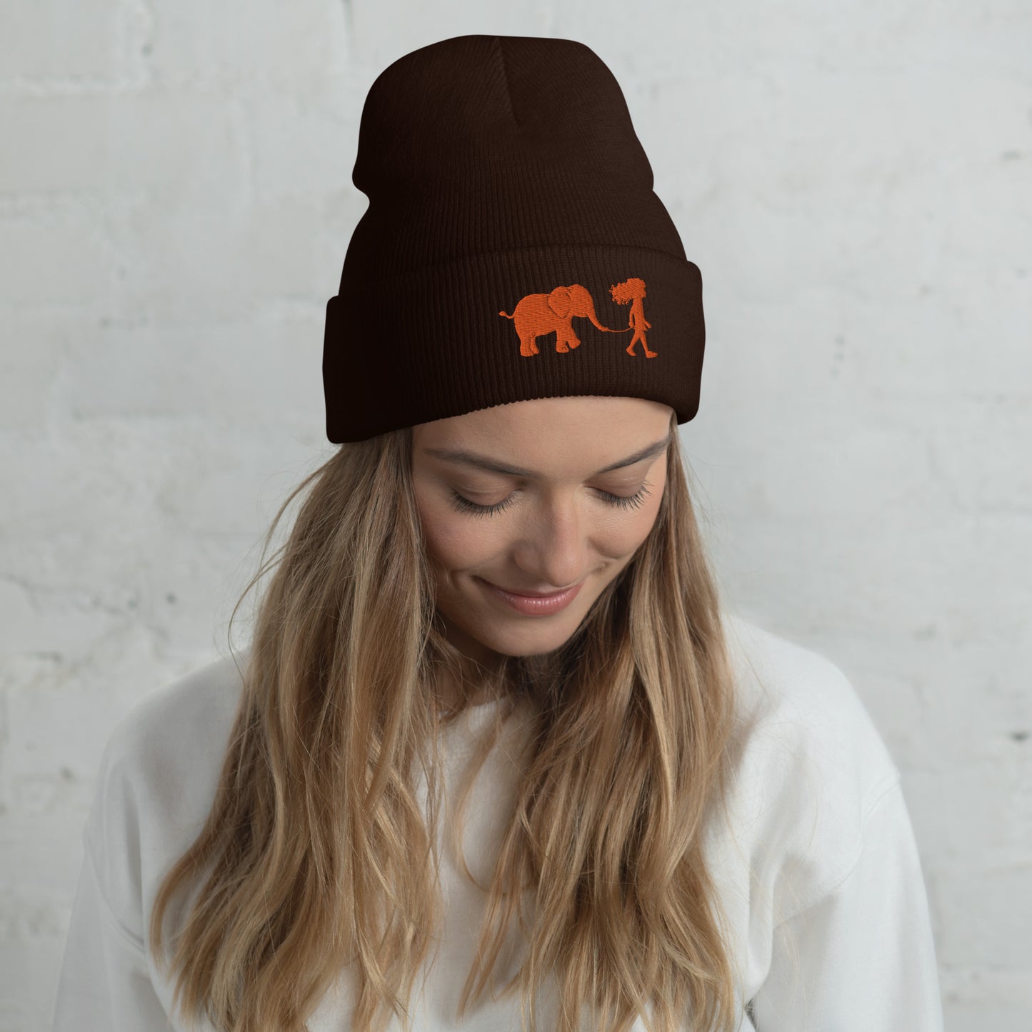 Girl with Elephant - Cuffed Beanie