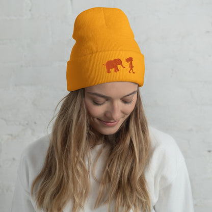 Girl with Elephant - Cuffed Beanie