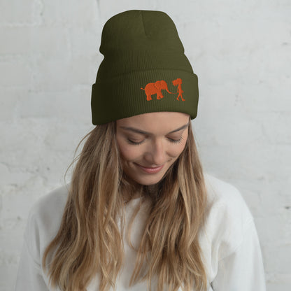 Girl with Elephant - Cuffed Beanie