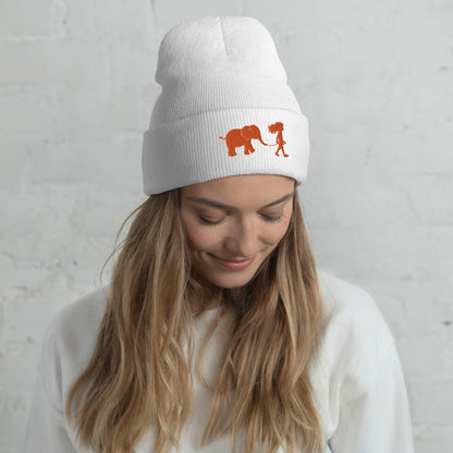 Girl with Elephant - Cuffed Beanie