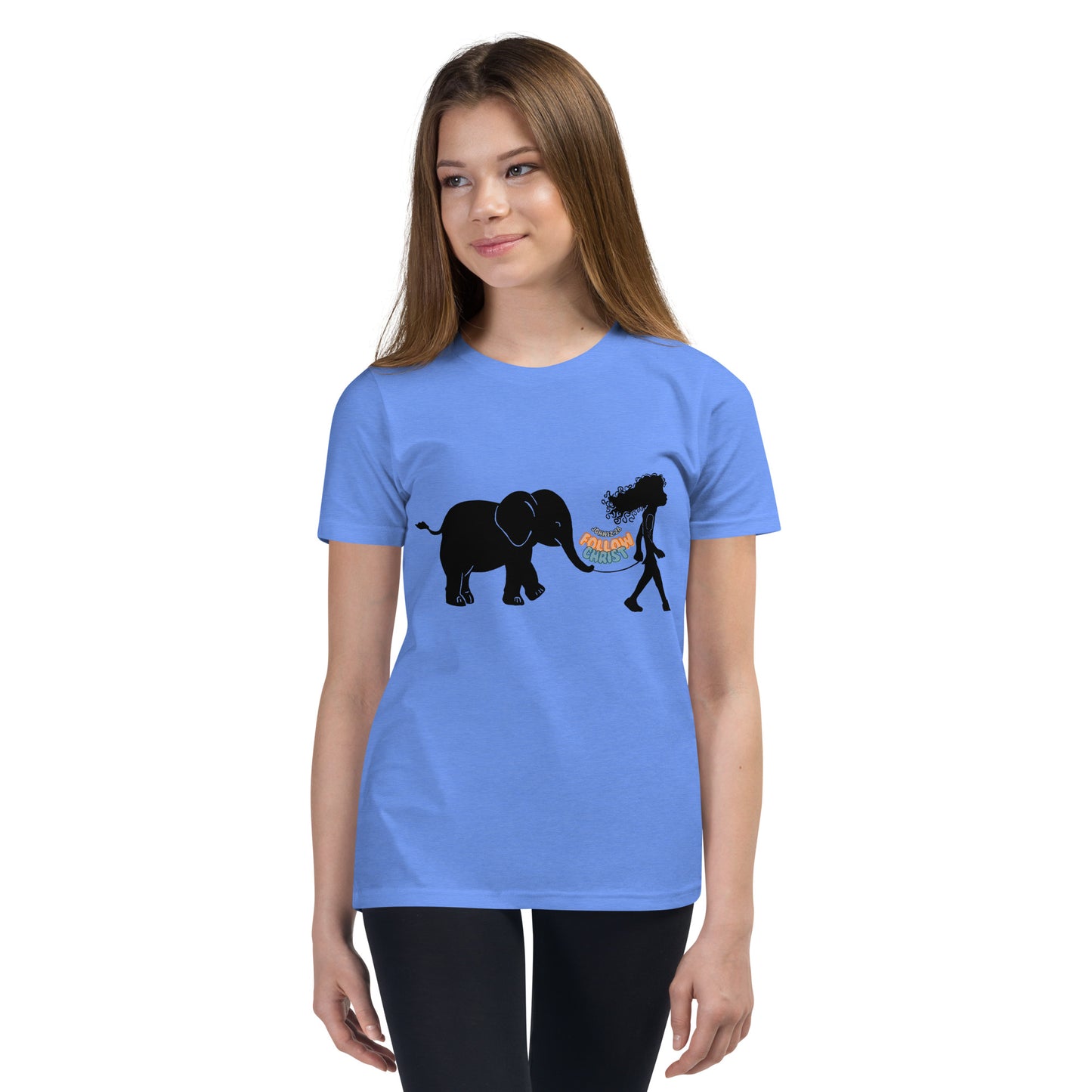 Girl with Elephant - Youth Short Sleeve T-Shirt