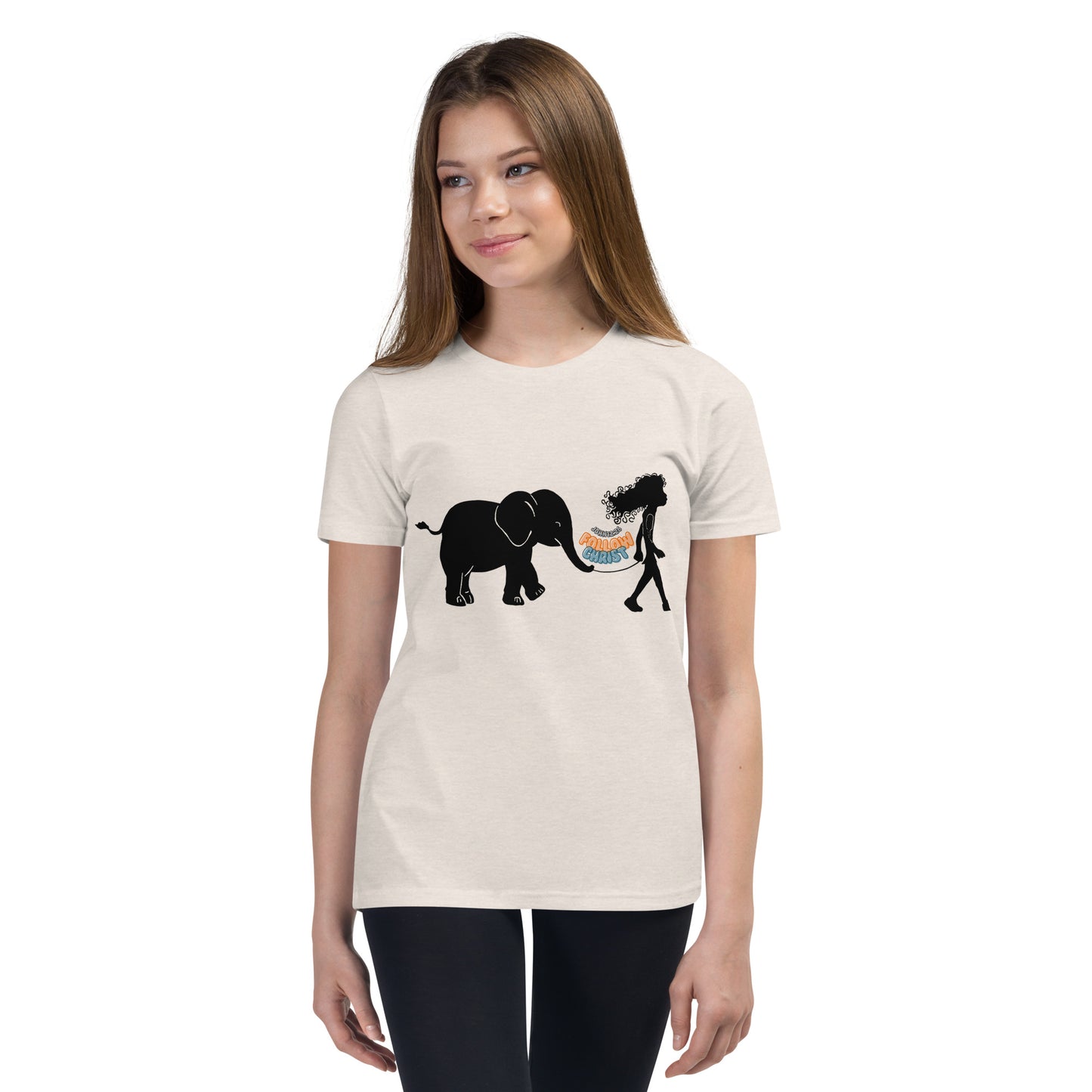 Girl with Elephant - Youth Short Sleeve T-Shirt