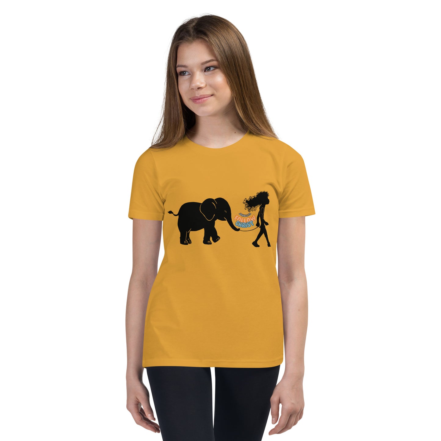 Girl with Elephant - Youth Short Sleeve T-Shirt